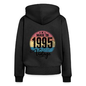 Vintage Made in 1995 Geburtsjahr 1995 Geburtstag - Frauen Premium Bio Zip Hoodie - Schwarz - Hinten - Julia (174cm)