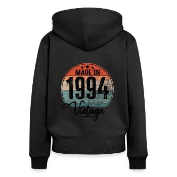 Vintage Made in 1994 Geburtsjahr 1994 Geburtstag - Frauen Premium Bio Zip Hoodie - Schwarz - Hinten - Julia (174cm)