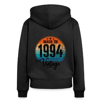 Vintage Made in 1994 Geburtsjahr 1994 Geburtstag - Frauen Premium Bio Zip Hoodie - Schwarz - Hinten - Julia (174cm)