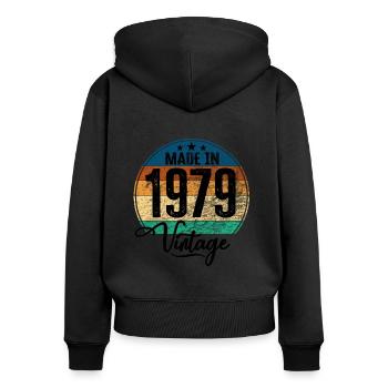 Vintage Made in 1979 Geburtsjahr 1979 Geburtstag - Frauen Premium Bio Zip Hoodie - Schwarz - Hinten - Julia (174cm)
