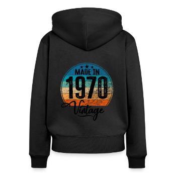 Vintage Made in 1970 Geburtsjahr 1970 Geburtstag - Frauen Premium Bio Zip Hoodie - Schwarz - Hinten - Julia (174cm)