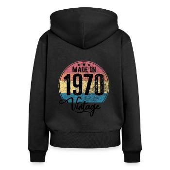Vintage Made in 1970 Geburtsjahr 1970 Geburtstag - Frauen Premium Bio Zip Hoodie - Schwarz - Hinten - Julia (174cm)