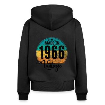 Vintage Made in 1966 Geburtsjahr 1966 Geburtstag - Frauen Premium Bio Zip Hoodie - Schwarz - Hinten - Julia (174cm)