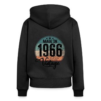 Vintage Made in 1966 Geburtsjahr 1966 Geburtstag - Frauen Premium Bio Zip Hoodie - Schwarz - Hinten - Julia (174cm)