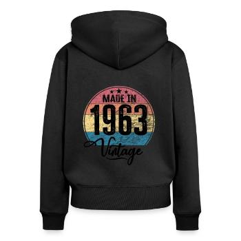 Vintage Made in 1963 Geburtsjahr 1963 Geburtstag - Frauen Premium Bio Zip Hoodie - Schwarz - Hinten - Julia (174cm)