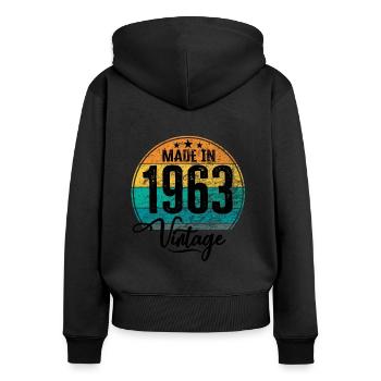 Vintage Made in 1963 Geburtsjahr 1963 Geburtstag - Frauen Premium Bio Zip Hoodie - Schwarz - Hinten - Julia (174cm)