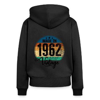 Vintage Made in 1962 Geburtsjahr 1962 Geburtstag - Frauen Premium Bio Zip Hoodie - Schwarz - Hinten - Julia (174cm)