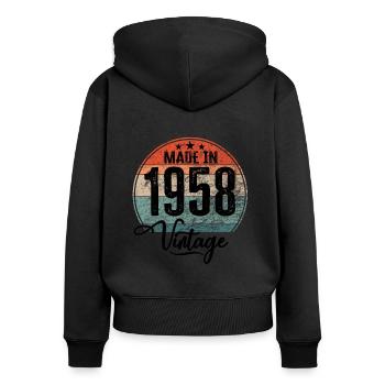 Vintage Made in 1958 Geburtsjahr 1958 Geburtstag - Frauen Premium Bio Zip Hoodie - Schwarz - Hinten - Julia (174cm)