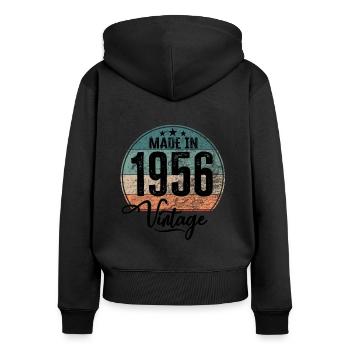 Vintage Made in 1956 Geburtsjahr 1956 Geburtstag - Frauen Premium Bio Zip Hoodie - Schwarz - Hinten - Julia (174cm)