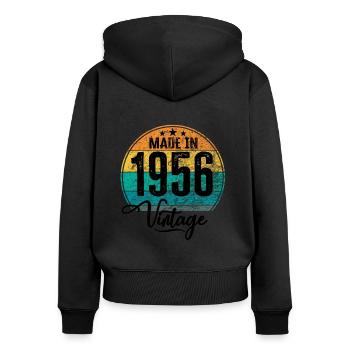 Vintage Made in 1956 Geburtsjahr 1956 Geburtstag - Frauen Premium Bio Zip Hoodie - Schwarz - Hinten - Julia (174cm)