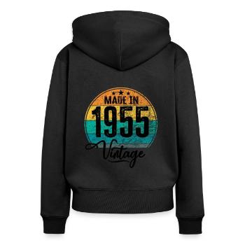 Vintage Made in 1955 Year of birth 1955 Birthday - Women's Premium Organic Zip Hoodie - black - Back - Julia (174cm)