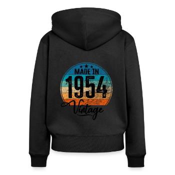 Vintage Made in 1954 Geburtsjahr 1954 Geburtstag - Frauen Premium Bio Zip Hoodie - Schwarz - Hinten - Julia (174cm)