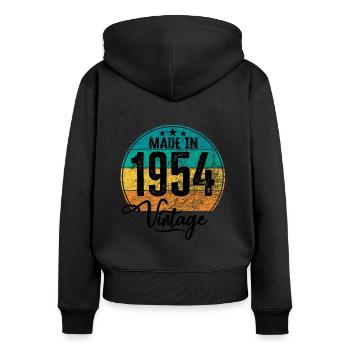 Vintage Made in 1954 Geburtsjahr 1954 Geburtstag - Frauen Premium Bio Zip Hoodie - Schwarz - Hinten - Julia (174cm)