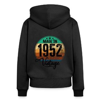 Vintage Made in 1952 Geburtsjahr 1952 Geburtstag - Frauen Premium Bio Zip Hoodie - Schwarz - Hinten - Julia (174cm)