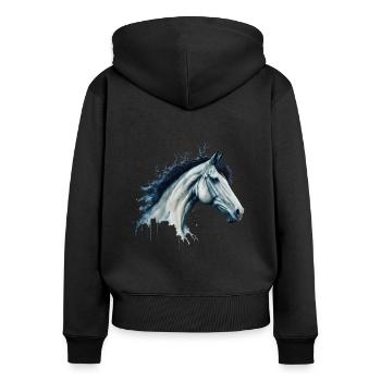 Majestätisches Aquarell Pferd Malerei - Frauen Premium Bio Zip Hoodie - Schwarz - Hinten - Julia (174cm)