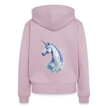 Ein bezauberndes Aquarell-Einhorn - Frauen Premium Bio Zip Hoodie - Altrosa - Hinten - Julia (174cm)