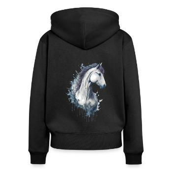 Anmutiges elegantes Aquarellpferd - Frauen Premium Bio Zip Hoodie - Schwarz - Hinten - Julia (174cm)