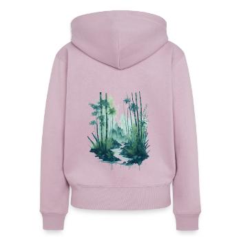Aquarell Bambusmalerei - Frauen Premium Bio Zip Hoodie - Altrosa - Hinten - Julia (174cm)