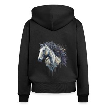 Anmutiges elegantes Aquarellpferd - Frauen Premium Bio Zip Hoodie - Schwarz - Hinten - Julia (174cm)