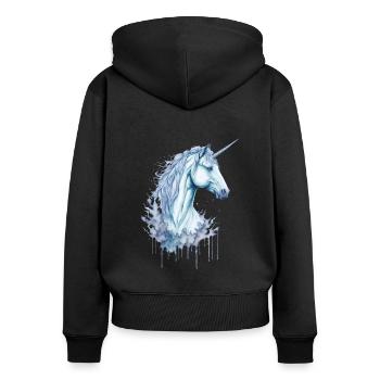 Une licorne aquarelle enchanteresse - Sweat à capuche zippé Premium bio Femme - noir - Dos - Julia (174cm)