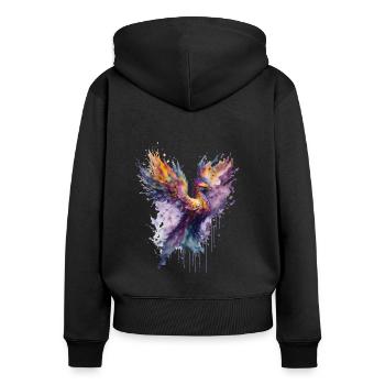 Mystical Fire: Watercolor Phoenix Bird - Women's Premium Organic Zip Hoodie - black - Back - Julia (174cm)