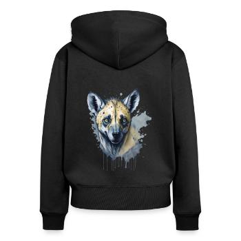 Aquarell Hyäne - Frauen Premium Bio Zip Hoodie - Schwarz - Hinten - Julia (174cm)