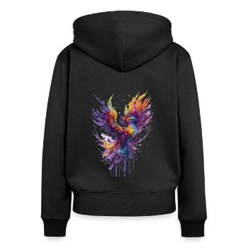 Mystical Fire Watercolor Phoenix Bird - Women's Premium Organic Zip Hoodie - black - Back - Julia (174cm)