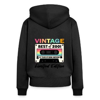 Best of 2001 - zum 23. Geburtstag Limited Edition - Frauen Premium Bio Zip Hoodie - Schwarz - Hinten - Julia (174cm)