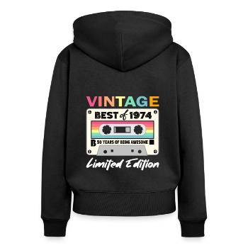 Best of 1974 - zum 50. Geburtstag Limited Edition - Frauen Premium Bio Zip Hoodie - Schwarz - Hinten - Julia (174cm)