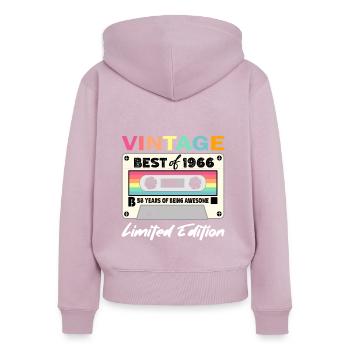 Best of 1966 - 58th Birthday Limited Edition - Sweat à capuche zippé Premium bio Femme - rose poudré - Dos - Julia (174cm)