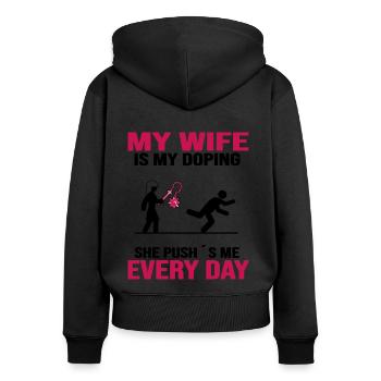 antidoping fitness sport mindset motivation - Frauen Premium Bio Zip Hoodie - Schwarz - Hinten - Julia (174cm)
