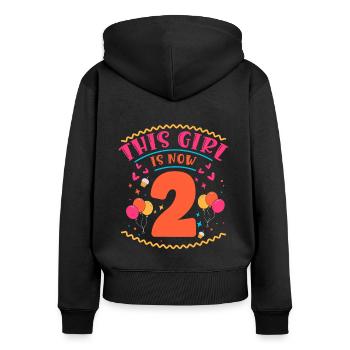 Cette fille a maintenant 2 | Thème Cupcake - Sweat à capuche zippé Premium bio Femme - noir - Dos - Julia (174cm)