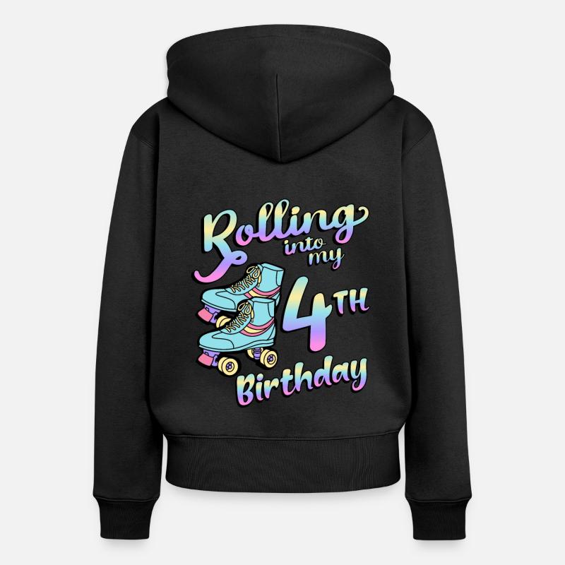 Rouler dans mon patineur quad de 4e anniversaire - Sweat à capuche zippé Premium bio Femme - noir
