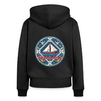 Segelschiff Küstendeern - Frauen Premium Bio Zip Hoodie - Schwarz - Hinten - Julia (174cm)