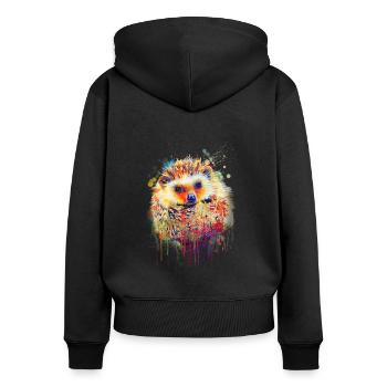Hedgehog hand-drawn - Women's Premium Organic Zip Hoodie - black - Back - Julia (174cm)