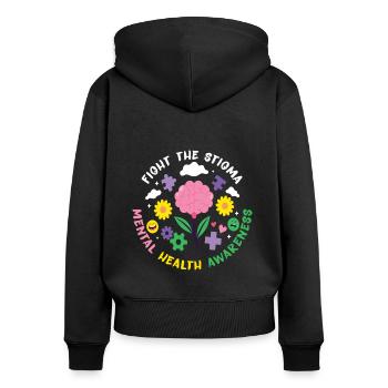 Mental Health Awareness Depression Suicide Prevent - Women's Premium Organic Zip Hoodie - black - Back - Julia (174cm)
