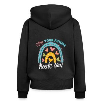 Sensibilisation à la santé mentale Dépression Suicide Prévenir - Sweat à capuche zippé Premium bio Femme - noir - Dos - Julia (174cm)