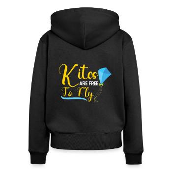 Kite Flying Kite Fan Für Fite Flying Lovers - Frauen Premium Bio Zip Hoodie - Schwarz - Hinten - Julia (174cm)