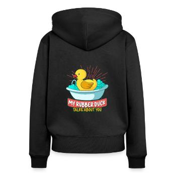 Gummiente Gummienten Entenliebhaber Badezimmer - Frauen Premium Bio Zip Hoodie - Schwarz - Hinten - Julia (174cm)