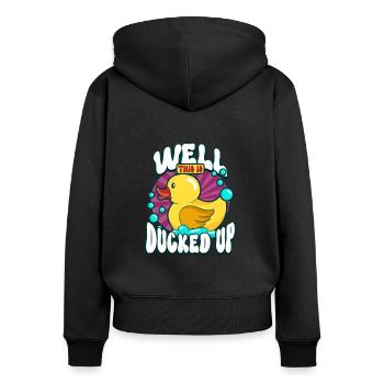 Gummiente Gummienten Entenliebhaber Badezimmer - Frauen Premium Bio Zip Hoodie - Schwarz - Hinten - Julia (174cm)