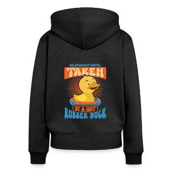 Gummiente Gummienten Entenliebhaber Badezimmer - Frauen Premium Bio Zip Hoodie - Schwarz - Hinten - Julia (174cm)