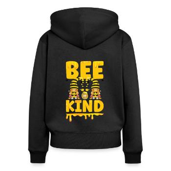 Beekeeper Gnomes Gnome Lover Funny Gnome Honey Bee - Women's Premium Organic Zip Hoodie - black - Back - Julia (174cm)