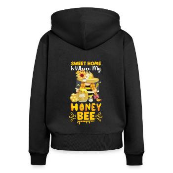 Beekeeper Gnomes Gnome Lover Funny Gnome Honey Bee - Women's Premium Organic Zip Hoodie - black - Back - Julia (174cm)