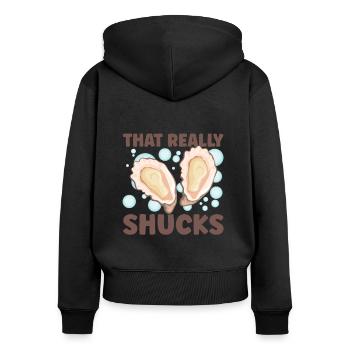 Oyster Lovers Funny Oyster Oyster Shucker - Women's Premium Organic Zip Hoodie - black - Back - Julia (174cm)