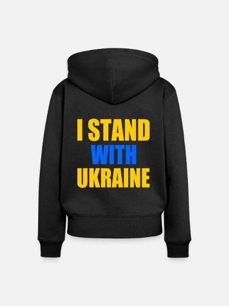 I stand with ukraine - Frauen Premium Bio Zip Hoodie - Schwarz