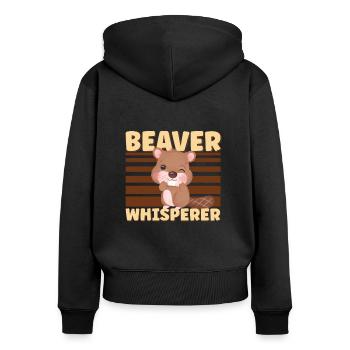 Beaver Fan Beaver Lovers Funny Beaver Gift - Women's Premium Organic Zip Hoodie - black - Back - Julia (174cm)