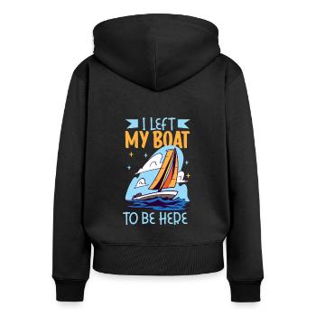 Bateau papa Capitaine Pontoon Sailor Croisière - Sweat à capuche zippé Premium bio Femme - noir - Dos - Julia (174cm)