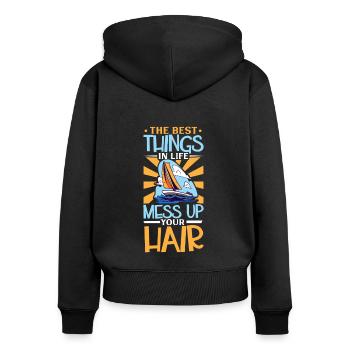 Bateau papa Capitaine Pontoon Sailor Croisière - Sweat à capuche zippé Premium bio Femme - noir - Dos - Julia (174cm)