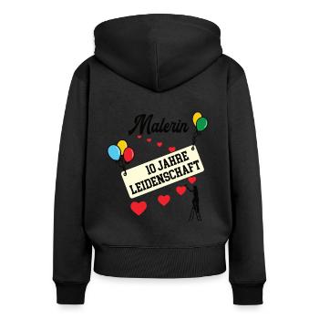 Malerin Jubiläum 10 Jahre 10. jähriges bester 10th - Frauen Premium Bio Zip Hoodie - Schwarz - Hinten - Julia (174cm)
