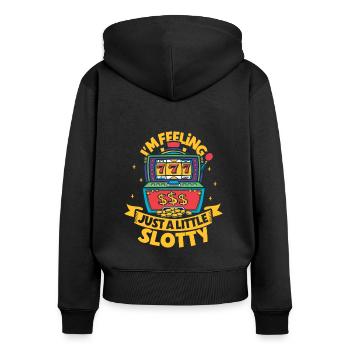 Poker Casino Joueur de Poker Jeu Roulette Cadeau - Sweat à capuche zippé Premium bio Femme - noir - Dos - Julia (174cm)